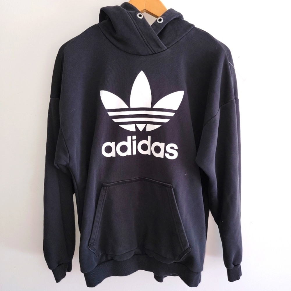 Adidas Large Lotus Sweatshirt Hoodie Hoody Black Medium Unisex